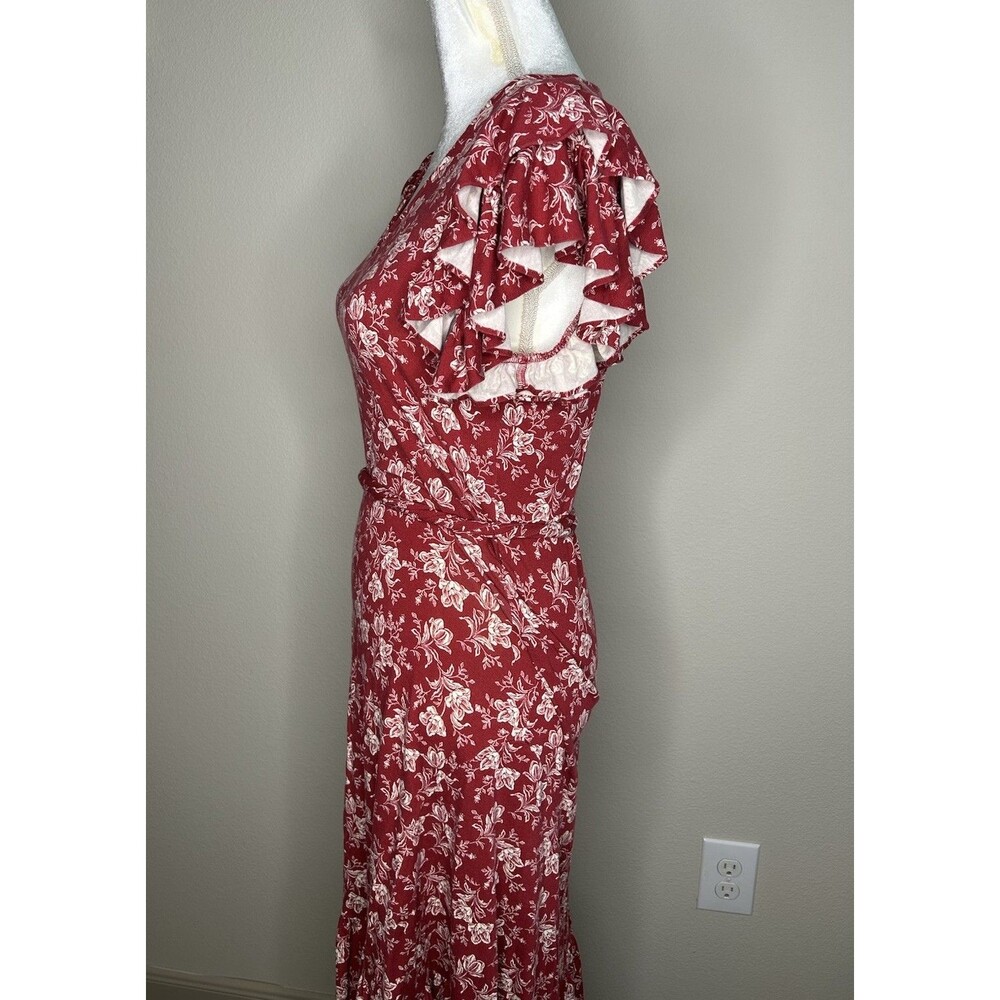 Lauren Ralph Lauren Spring Floral Butterfly Ruffle Sleeves Long Summer Dress Med - Picture 3 of 6